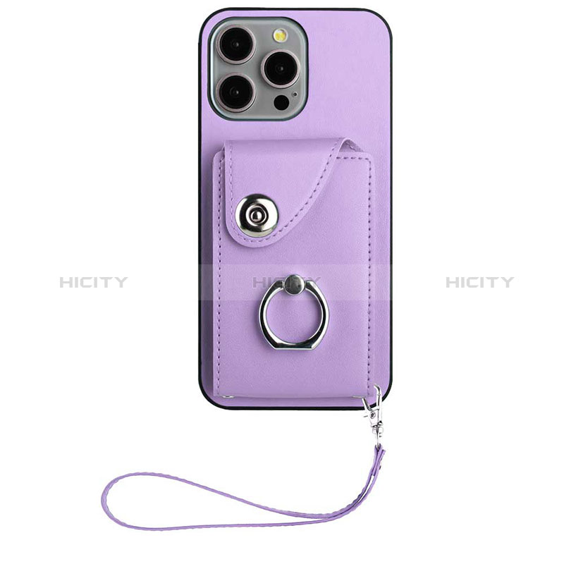 Coque Silicone Gel Motif Cuir Housse Etui BF1 pour Apple iPhone 14 Pro Violet Plus
