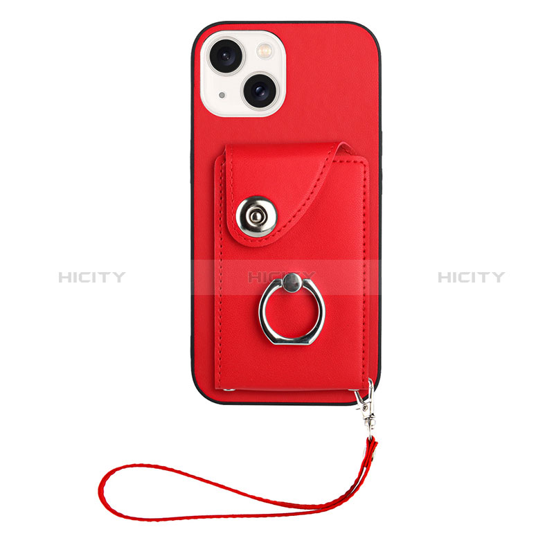 Coque Silicone Gel Motif Cuir Housse Etui BF1 pour Apple iPhone 14 Rouge Plus