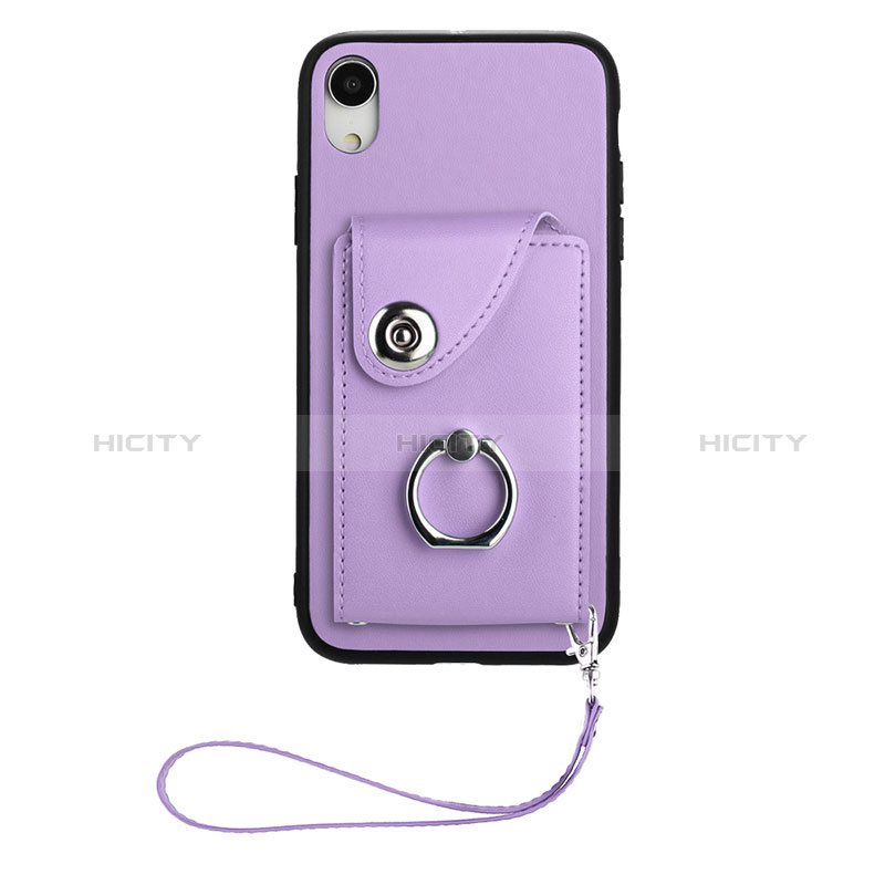 Coque Silicone Gel Motif Cuir Housse Etui BF1 pour Apple iPhone XR Violet Plus