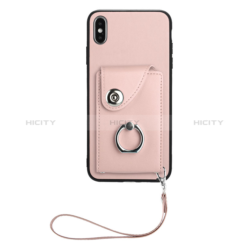 Coque Silicone Gel Motif Cuir Housse Etui BF1 pour Apple iPhone Xs Or Rose Plus