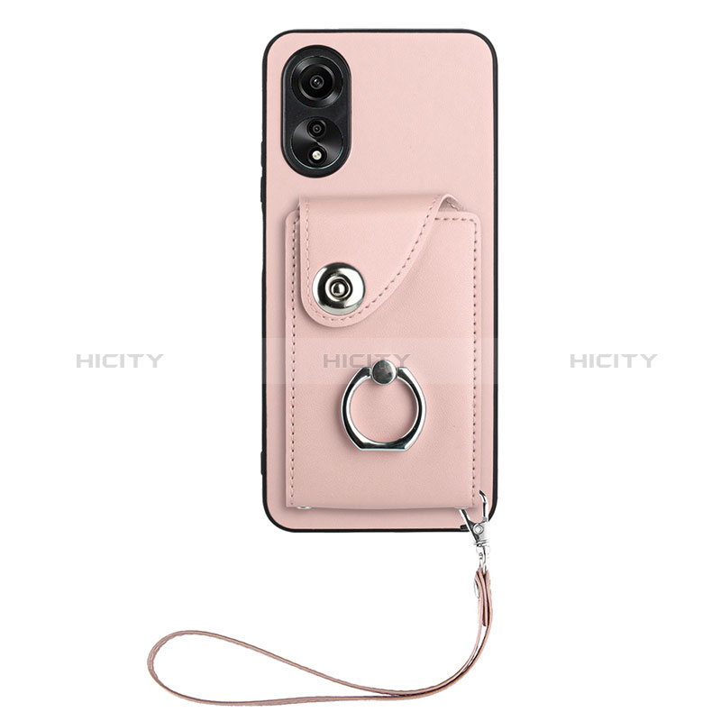 Coque Silicone Gel Motif Cuir Housse Etui BF1 pour Oppo A17 Or Rose Plus