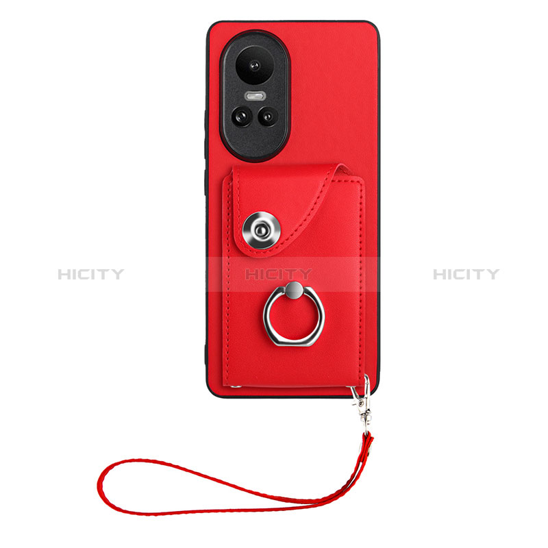 Coque Silicone Gel Motif Cuir Housse Etui BF1 pour Oppo Reno10 5G Rouge Plus