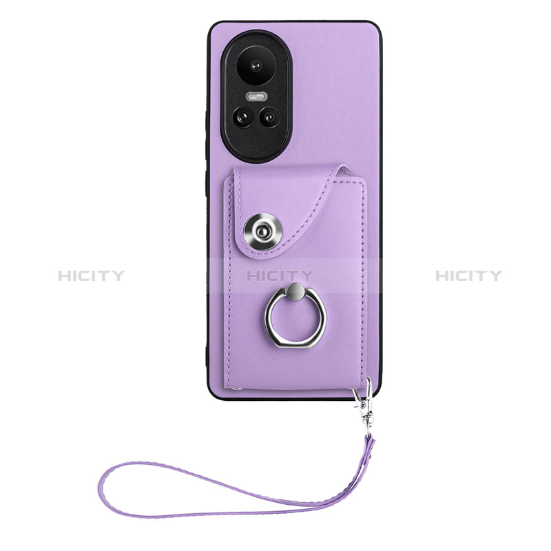 Coque Silicone Gel Motif Cuir Housse Etui BF1 pour Oppo Reno10 5G Violet Plus