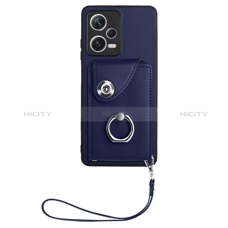 Coque Silicone Gel Motif Cuir Housse Etui BF1 pour Xiaomi Redmi Note 12 5G Bleu Plus