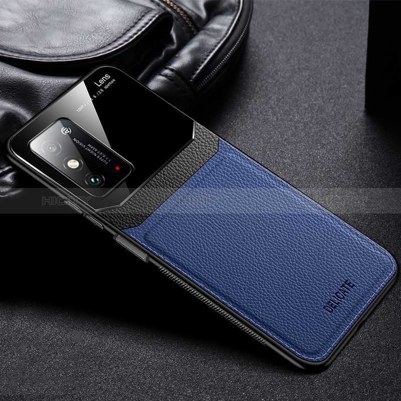 Coque Silicone Gel Motif Cuir Housse Etui FL1 pour Huawei Honor X10 Max 5G Bleu Plus