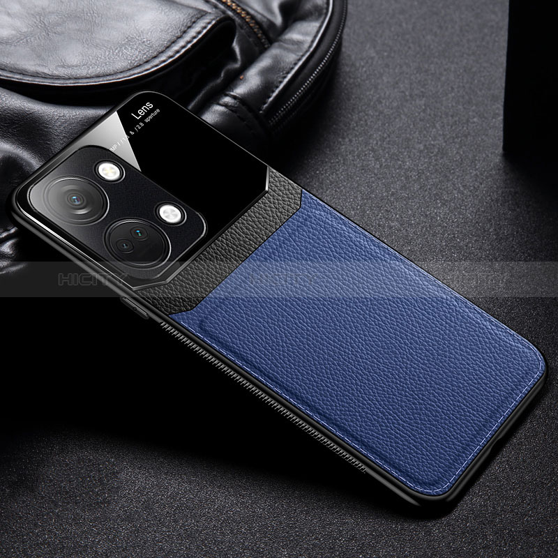 Coque Silicone Gel Motif Cuir Housse Etui FL1 pour OnePlus Ace 2V 5G Bleu Plus