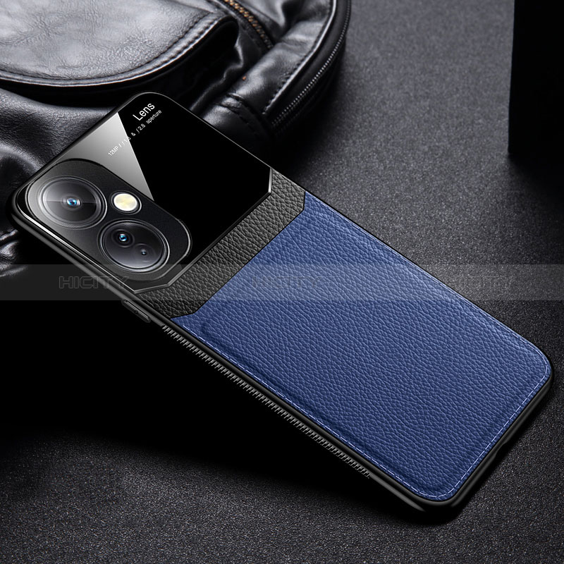 Coque Silicone Gel Motif Cuir Housse Etui FL1 pour OnePlus Nord CE 3 5G Bleu Plus