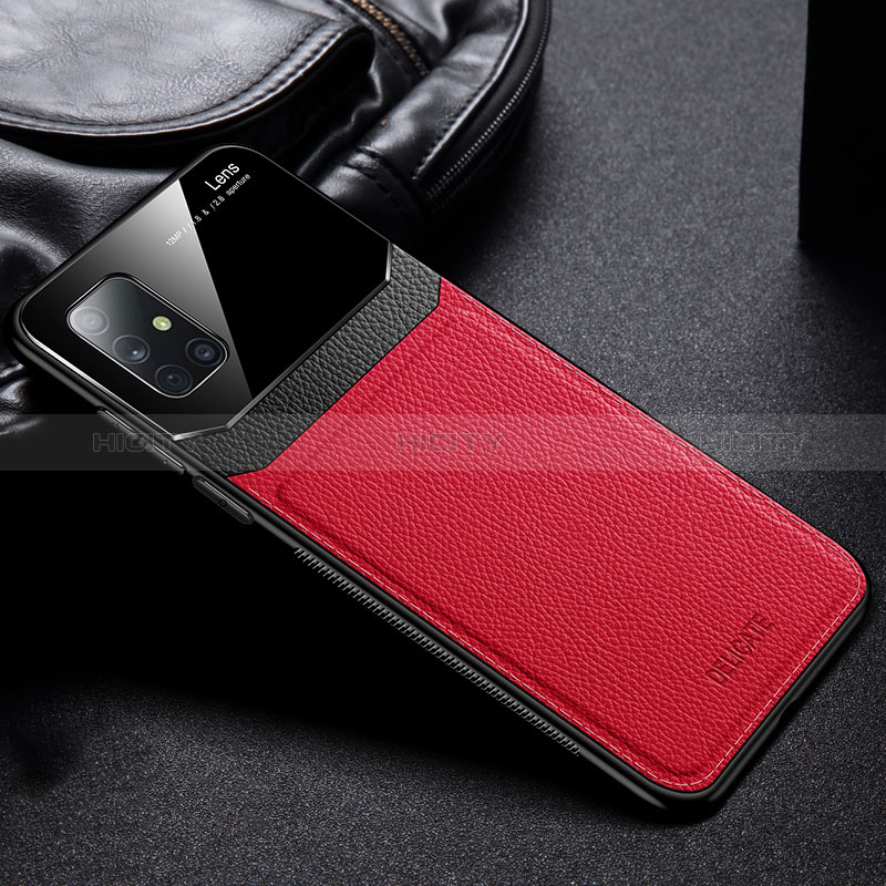 Coque Silicone Gel Motif Cuir Housse Etui FL1 pour Samsung Galaxy A51 4G Rouge Plus