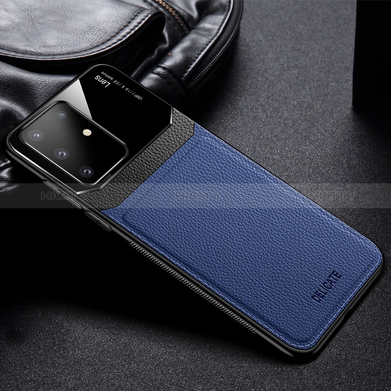 Coque Silicone Gel Motif Cuir Housse Etui FL1 pour Samsung Galaxy A81 Bleu Plus
