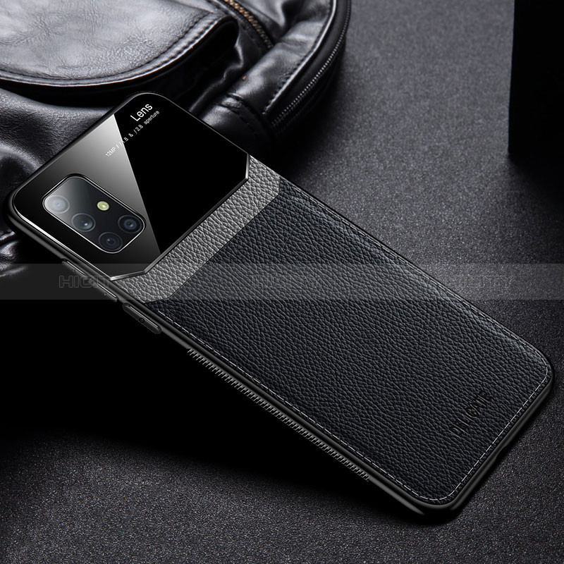 Coque Silicone Gel Motif Cuir Housse Etui FL1 pour Samsung Galaxy M51 Noir Plus
