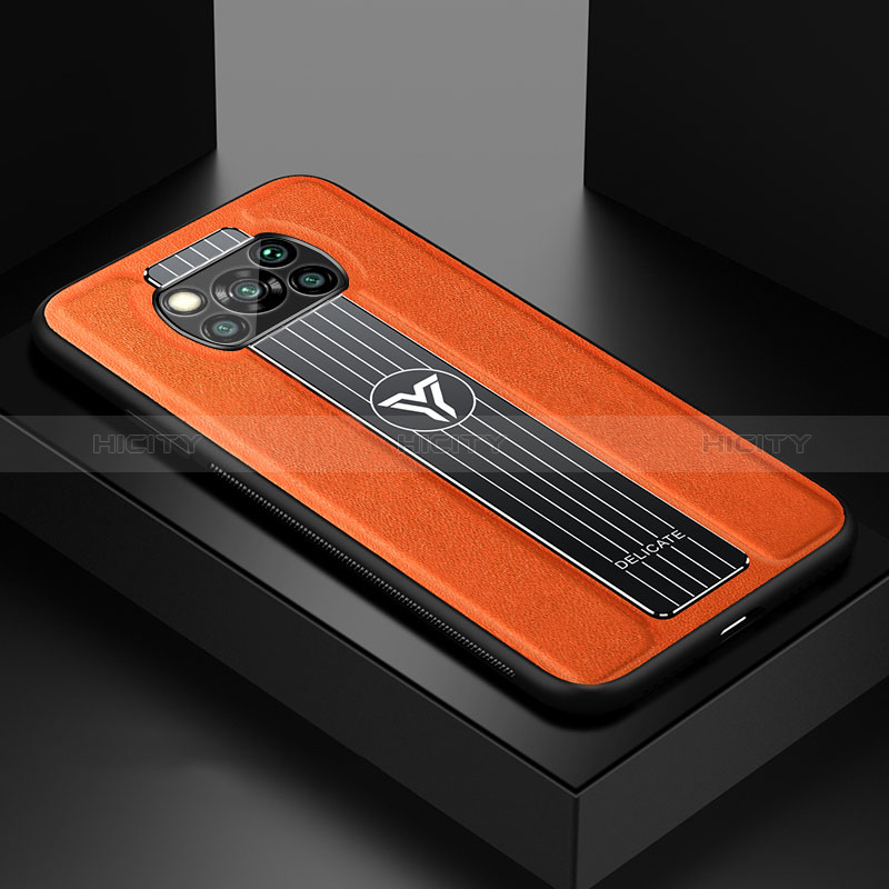 Coque Silicone Gel Motif Cuir Housse Etui FL2 pour Xiaomi Poco X3 NFC Orange Plus