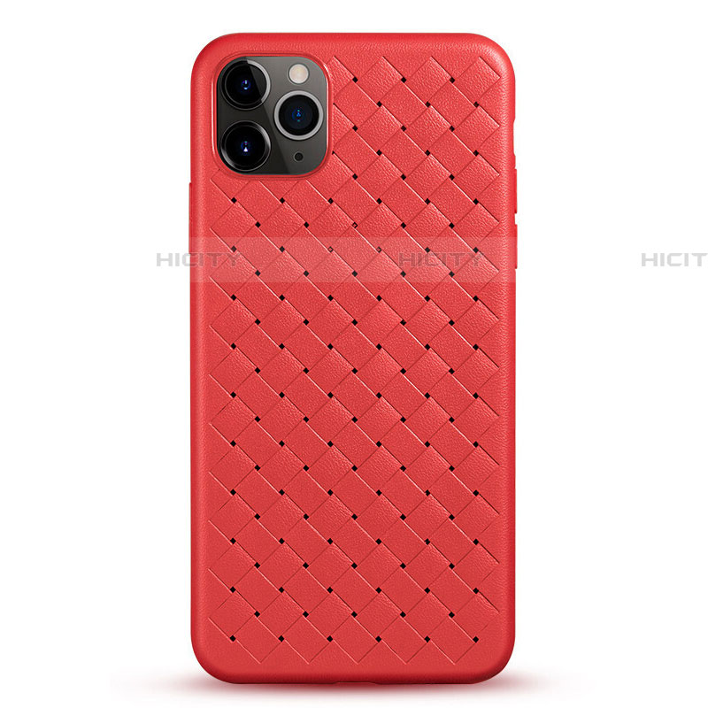 Coque Silicone Gel Motif Cuir Housse Etui G01 pour Apple iPhone 11 Pro Max Rouge Plus