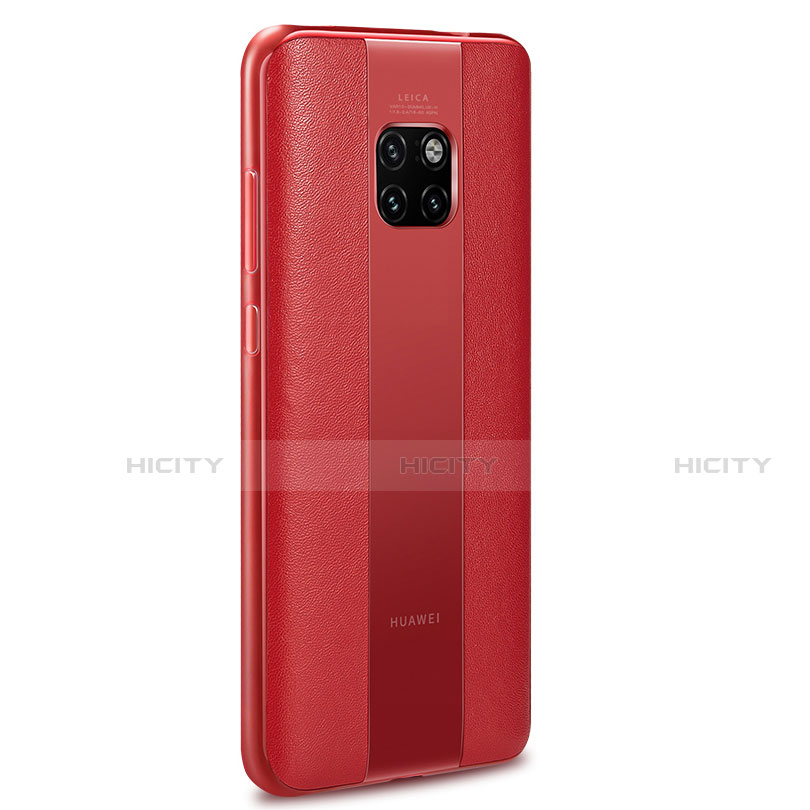 Coque Silicone Gel Motif Cuir Housse Etui G01 pour Huawei Mate 20 Pro Rouge Plus