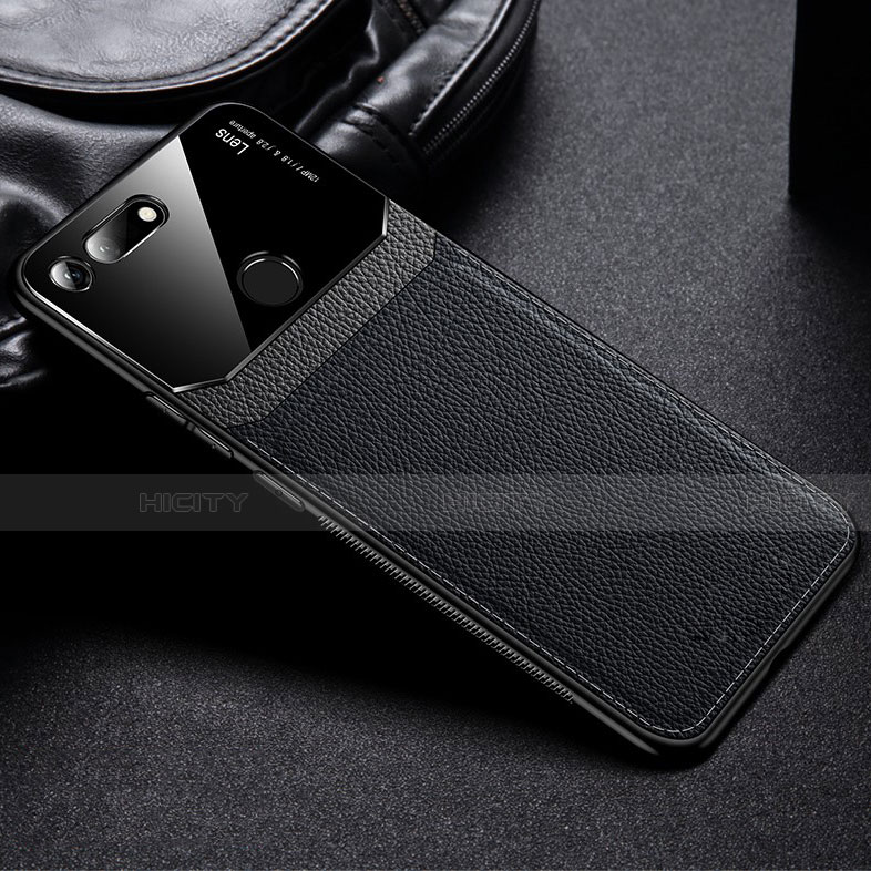 Coque Silicone Gel Motif Cuir Housse Etui H01 pour Huawei Honor View 20 Noir Plus