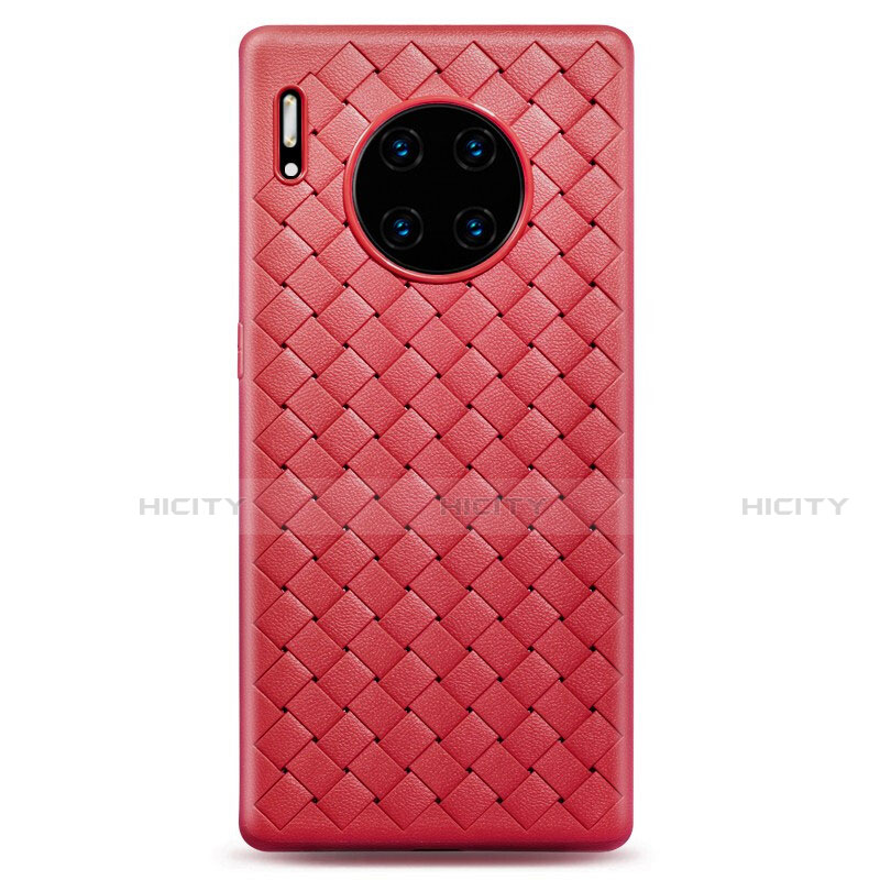 Coque Silicone Gel Motif Cuir Housse Etui H01 pour Huawei Mate 30E Pro 5G Rouge Plus