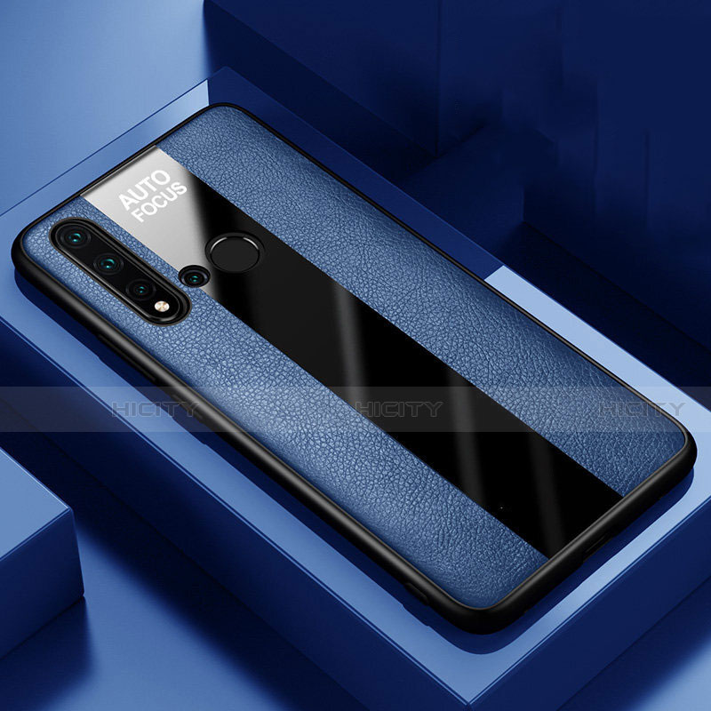 Coque Silicone Gel Motif Cuir Housse Etui H01 pour Huawei Nova 5i Bleu Plus