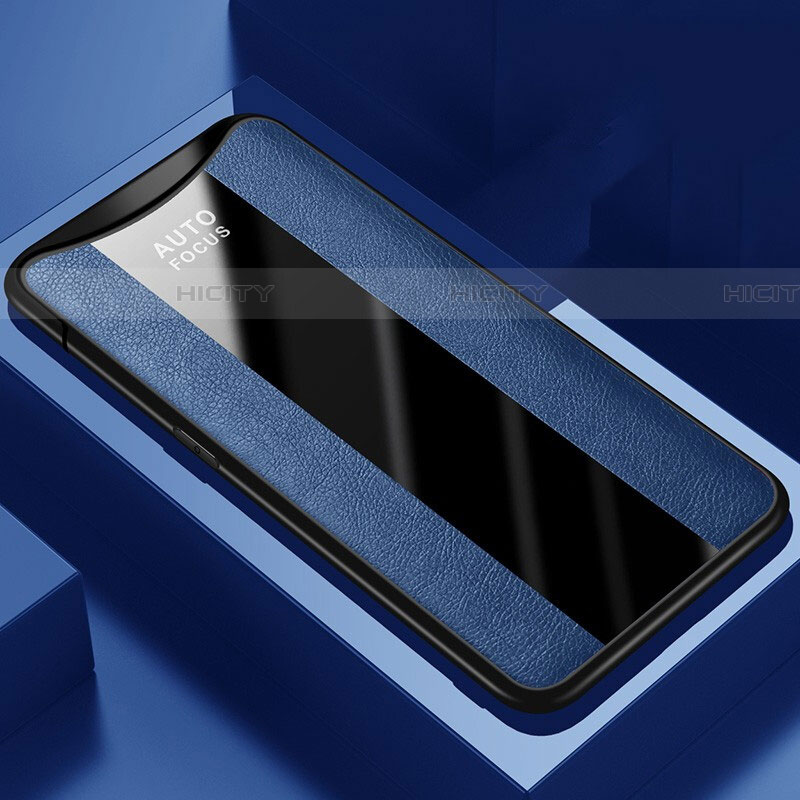 Coque Silicone Gel Motif Cuir Housse Etui H01 pour Oppo Find X Super Flash Edition Bleu Plus