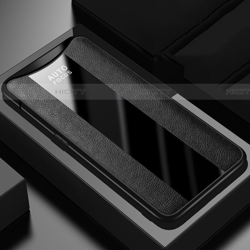 Coque Silicone Gel Motif Cuir Housse Etui H01 pour Oppo Find X Super Flash Edition Noir Plus