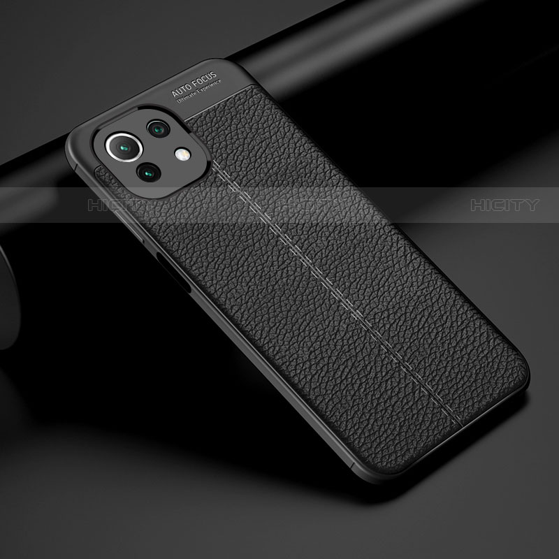 Coque Silicone Gel Motif Cuir Housse Etui H01 pour Xiaomi Mi 11 5G Noir Plus