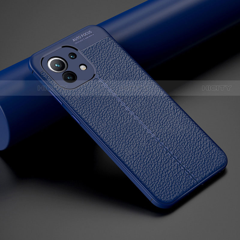 Coque Silicone Gel Motif Cuir Housse Etui H01 pour Xiaomi Mi 11 Lite 5G Bleu Plus