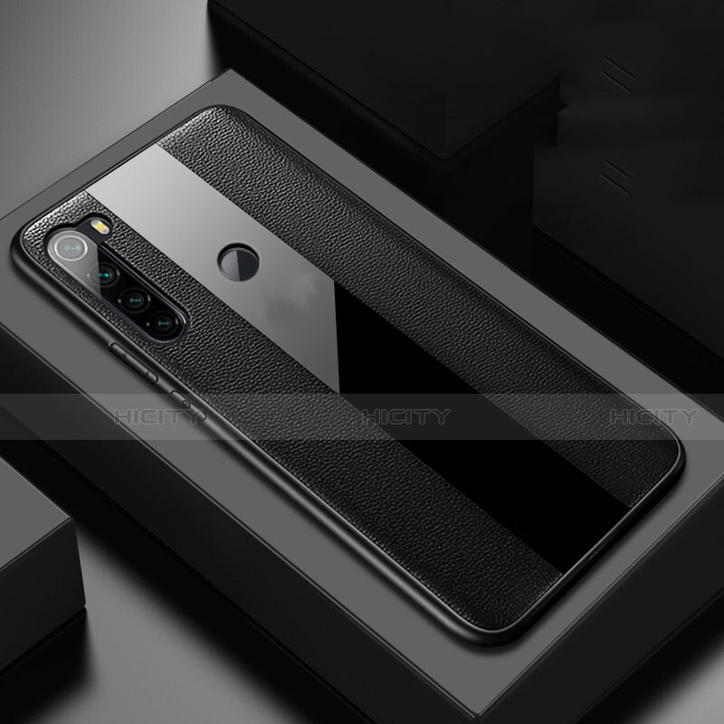 Coque Silicone Gel Motif Cuir Housse Etui H01 pour Xiaomi Redmi Note 8 (2021) Noir Plus