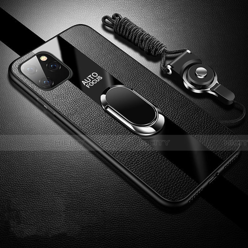 Coque Silicone Gel Motif Cuir Housse Etui H02 pour Apple iPhone 11 Pro Max Noir Plus