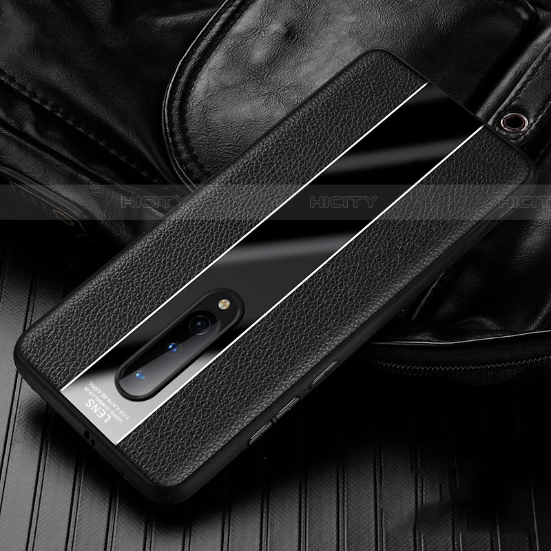 Coque Silicone Gel Motif Cuir Housse Etui H02 pour OnePlus 8 Noir Plus