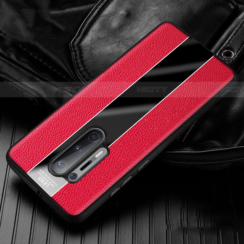 Coque Silicone Gel Motif Cuir Housse Etui H02 pour OnePlus 8 Pro Rouge Plus
