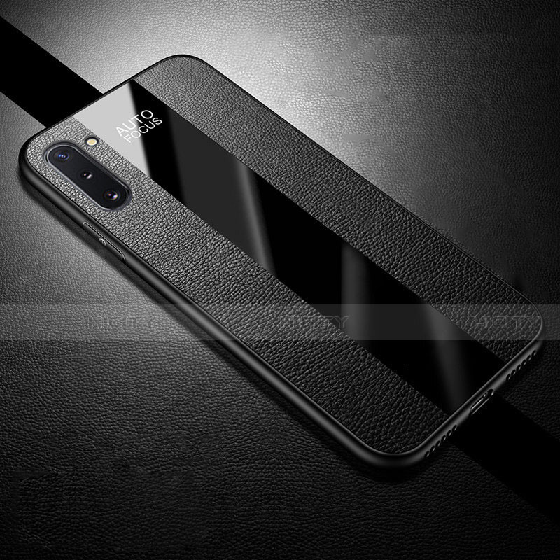 Coque Silicone Gel Motif Cuir Housse Etui H02 pour Samsung Galaxy Note 10 5G Noir Plus
