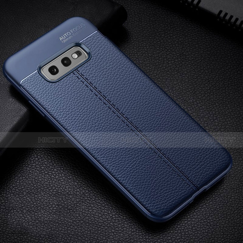 Coque Silicone Gel Motif Cuir Housse Etui H02 pour Samsung Galaxy S10e Bleu Plus