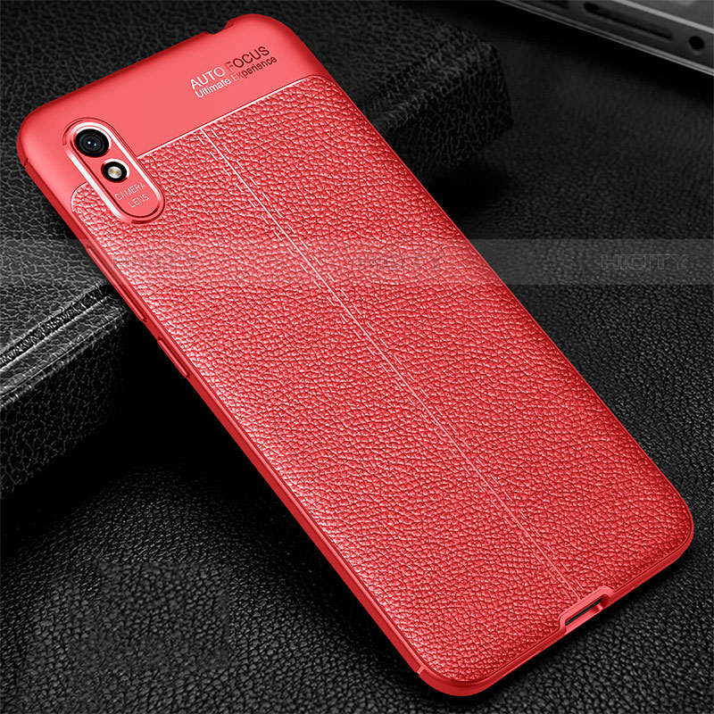Coque Silicone Gel Motif Cuir Housse Etui H02 pour Xiaomi Redmi 9i Rouge Plus