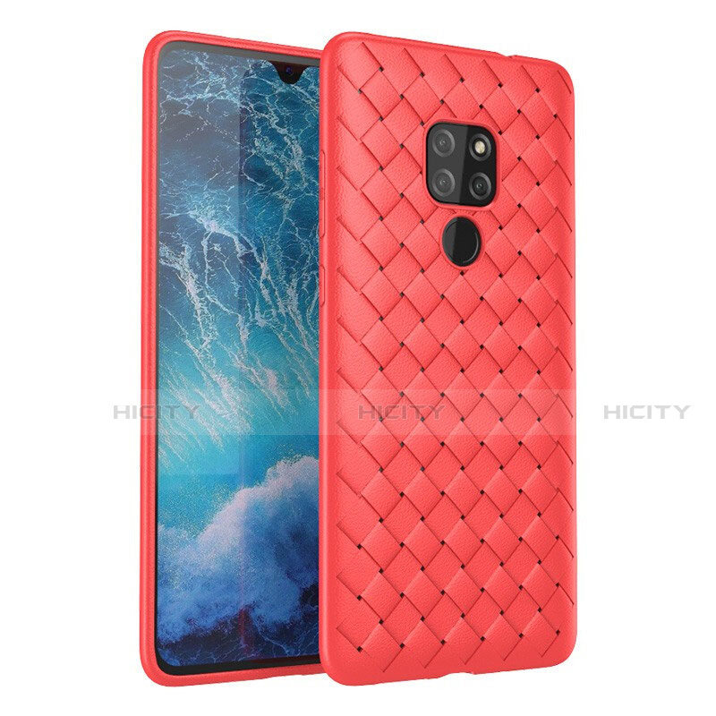 Coque Silicone Gel Motif Cuir Housse Etui H03 pour Huawei Mate 20 Rouge Plus