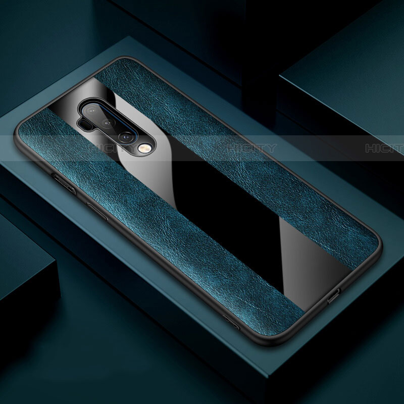 Coque Silicone Gel Motif Cuir Housse Etui H03 pour OnePlus 7T Pro Bleu Plus