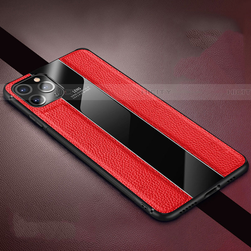 Coque Silicone Gel Motif Cuir Housse Etui H04 pour Apple iPhone 11 Pro Max Rouge Plus