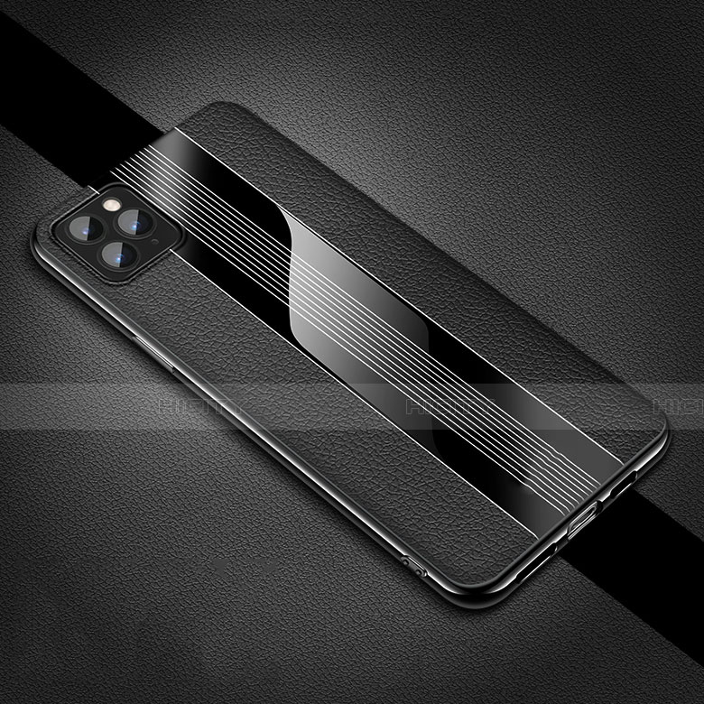 Coque Silicone Gel Motif Cuir Housse Etui H05 pour Apple iPhone 11 Pro Noir Plus