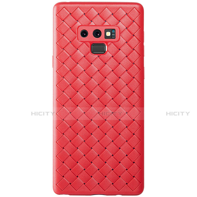 Coque Silicone Gel Motif Cuir Housse Etui L01 pour Samsung Galaxy Note 9 Rouge Plus