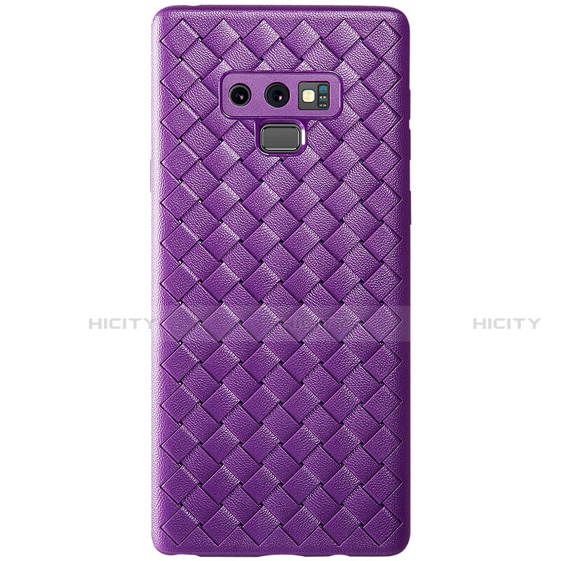Coque Silicone Gel Motif Cuir Housse Etui L01 pour Samsung Galaxy Note 9 Violet Plus