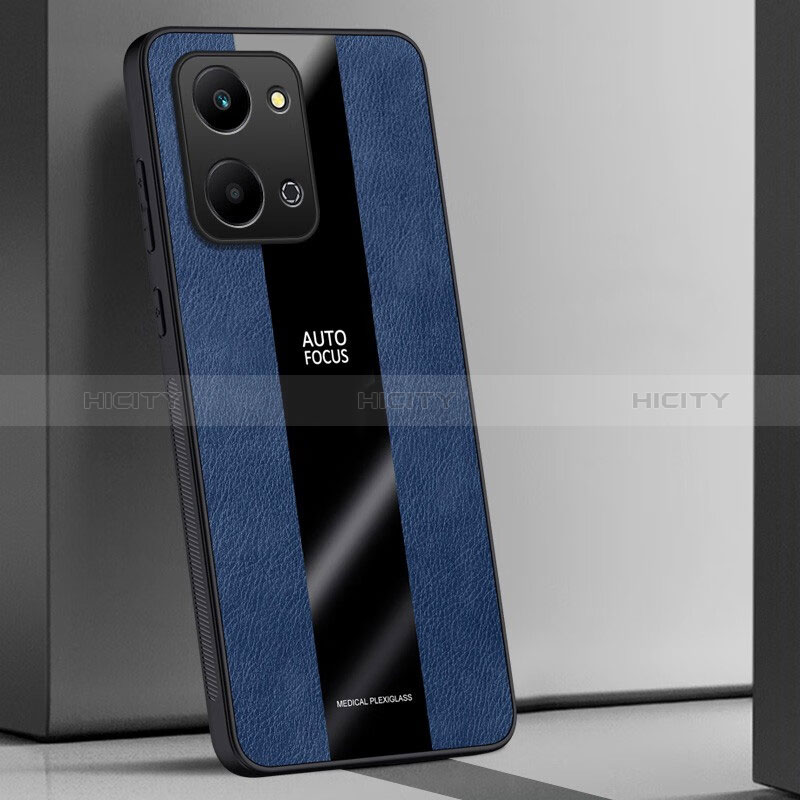 Coque Silicone Gel Motif Cuir Housse Etui PB1 pour Huawei Honor X7a Bleu Plus