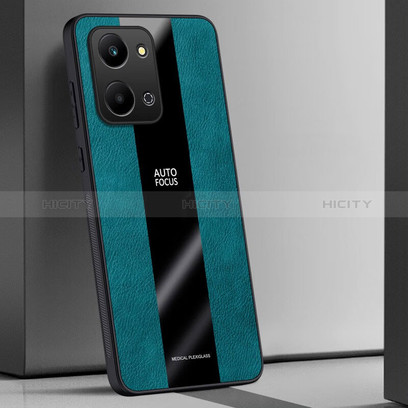 Coque Silicone Gel Motif Cuir Housse Etui PB1 pour Huawei Honor X7a Vert Plus