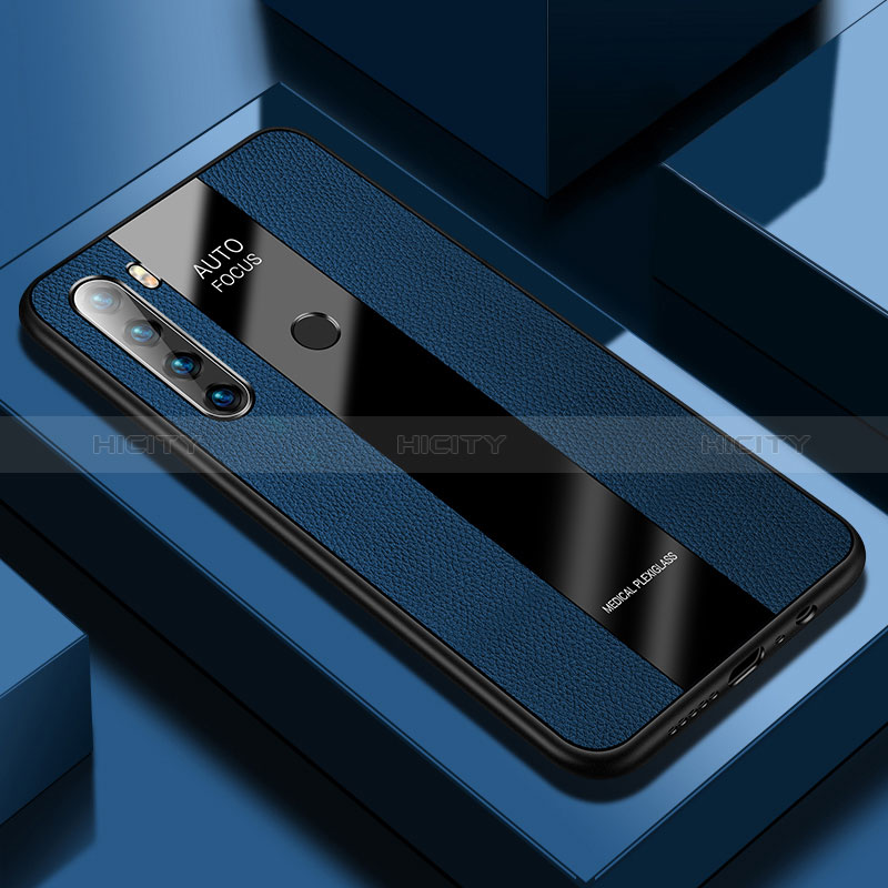 Coque Silicone Gel Motif Cuir Housse Etui PB1 pour Xiaomi Redmi Note 8 (2021) Bleu Plus