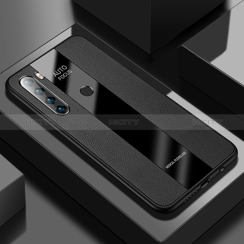 Coque Silicone Gel Motif Cuir Housse Etui PB1 pour Xiaomi Redmi Note 8 (2021) Noir Plus