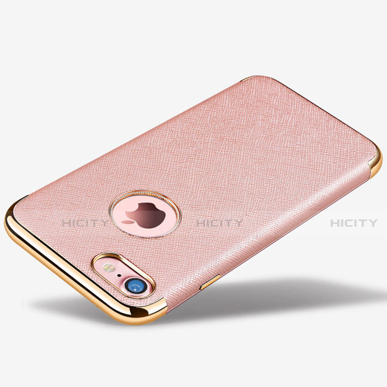 Coque Silicone Gel Motif Cuir Housse Etui pour Apple iPhone SE (2020) Or Rose Plus