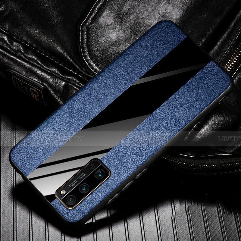 Coque Silicone Gel Motif Cuir Housse Etui pour Huawei Honor 30 Pro+ Plus Bleu Plus