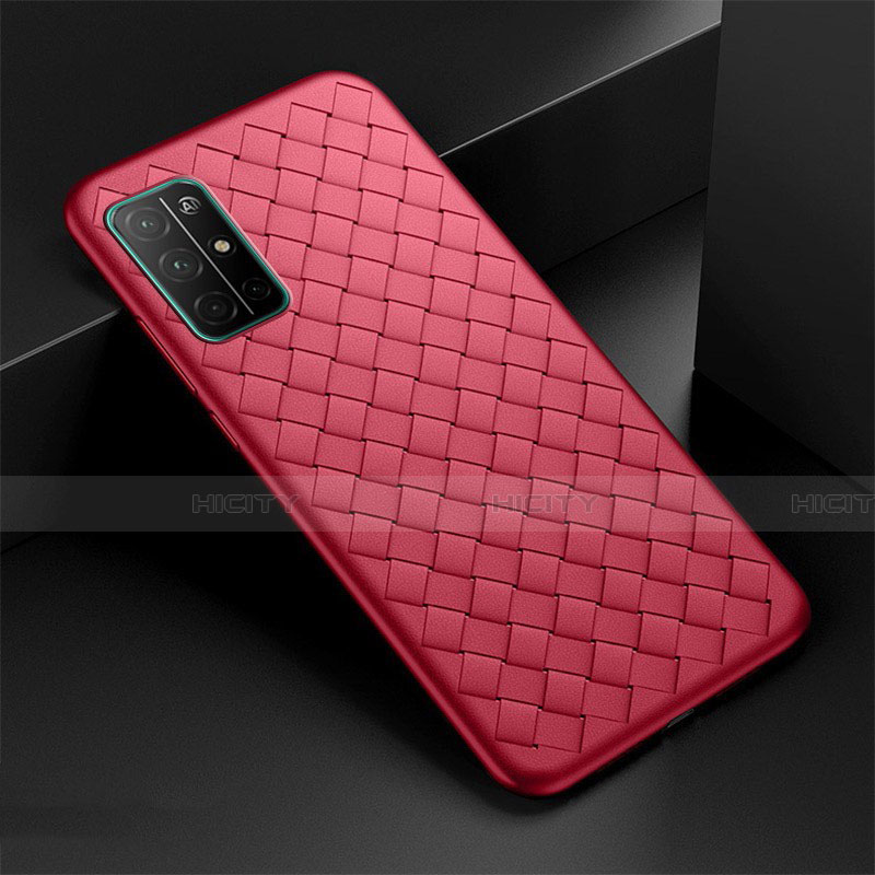 Coque Silicone Gel Motif Cuir Housse Etui pour Huawei Honor 30S Rouge Plus
