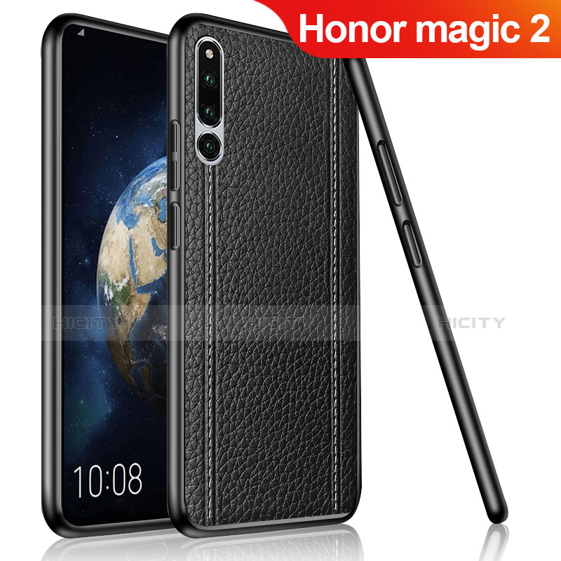 Coque Silicone Gel Motif Cuir Housse Etui pour Huawei Honor Magic 2 Noir Plus