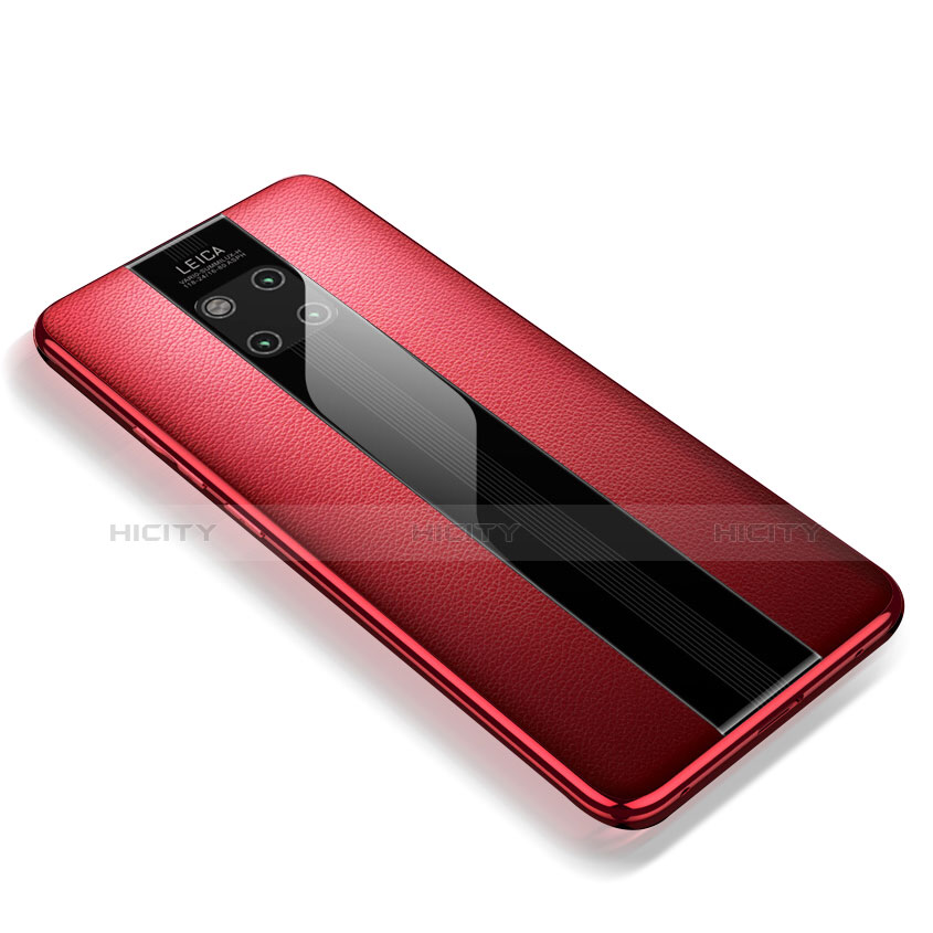 Coque Silicone Gel Motif Cuir Housse Etui pour Huawei Mate 20 RS Rouge Plus