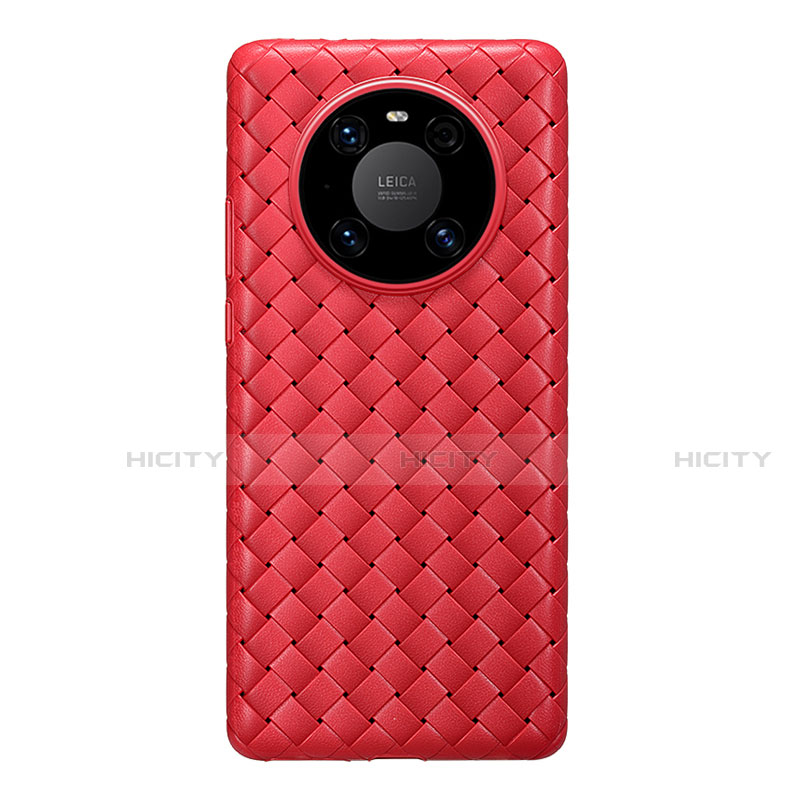 Coque Silicone Gel Motif Cuir Housse Etui pour Huawei Mate 40 Rouge Plus
