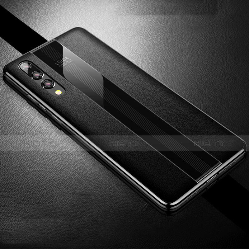 Coque Silicone Gel Motif Cuir Housse Etui pour Huawei P20 Pro Noir Plus