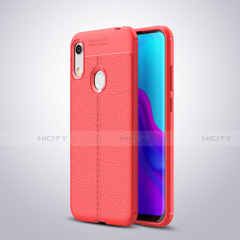 Coque Silicone Gel Motif Cuir Housse Etui pour Huawei Y6 (2019) Rouge Plus