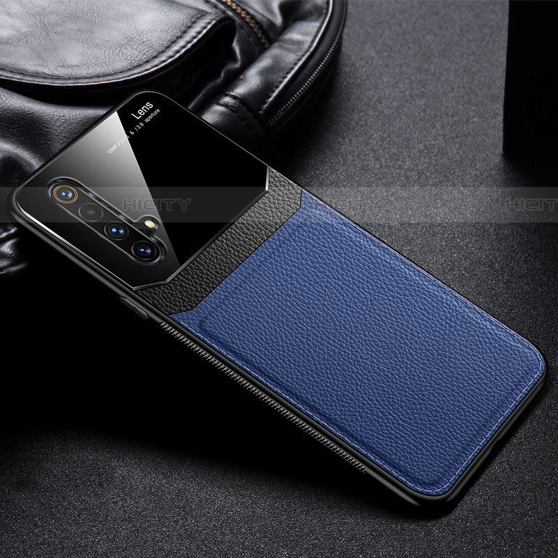 Coque Silicone Gel Motif Cuir Housse Etui pour Realme X50 5G Bleu Plus